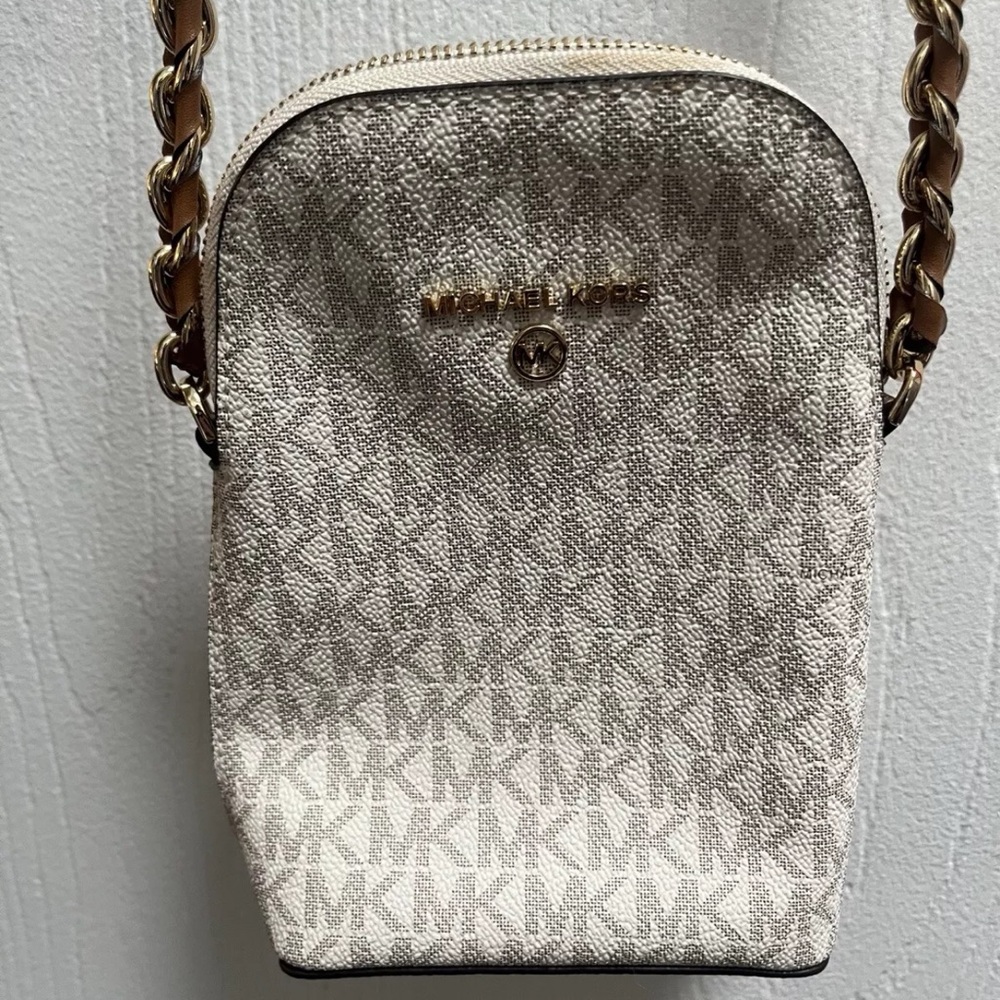 USED Michael Kors  Shoulder Bag Pochette MK signature Coating canvas Leather
